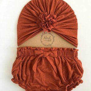 Baby Girl new set turban hat accessory + bloomer